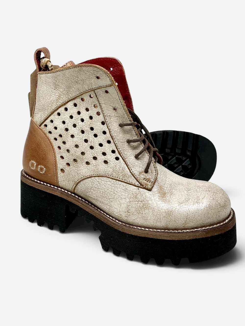 🆕Bed Stu Tanzania Womens Tan Leather Lace Up Boots Size 7.5 NIB